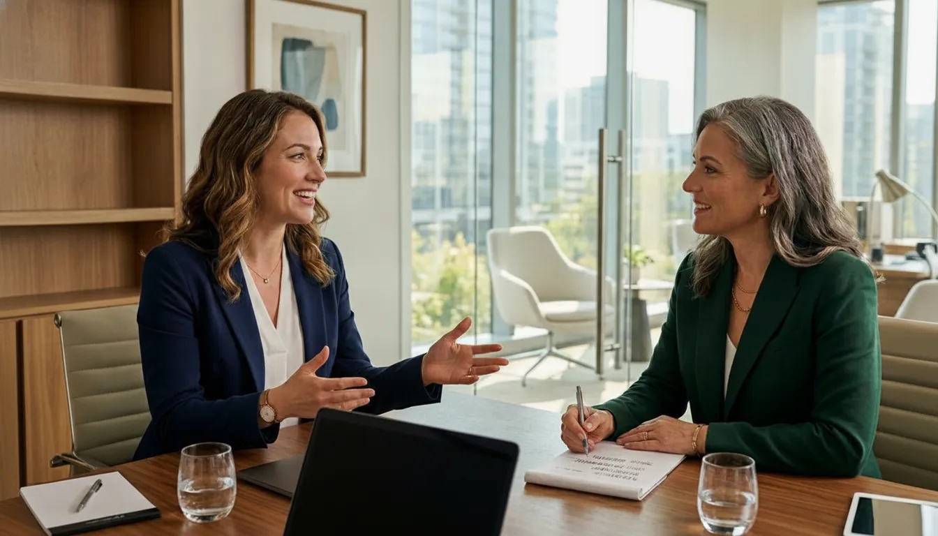 Consultant reviewing patient acquisition cost benchmarks with a med spa owner